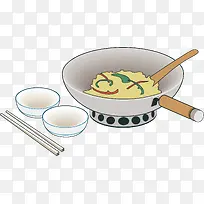 卡通饭菜碗筷矢量