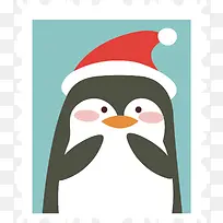 矢量图水彩企鹅邮票