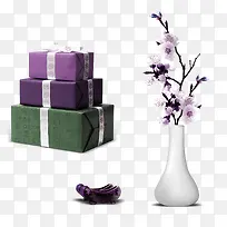 紫色简约花瓶礼物装饰图案