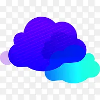 蓝色叠加云朵紫色圆点