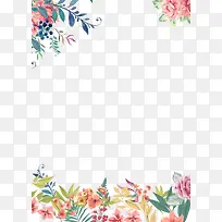 38女王节手绘小清新花朵边框