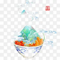 卡通手绘中国风山水美食
