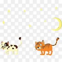矢量小猫和星星