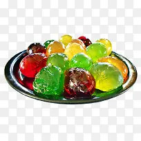 果盘里的彩色糖果