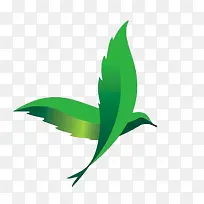 绿色展翅翱翔的燕子标志
