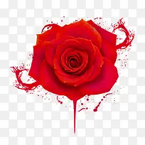 水墨红色玫瑰
