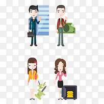 4个扁平化人物矢量
