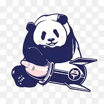 拿着火箭的熊猫