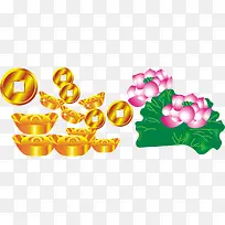 卡通荷花元宝