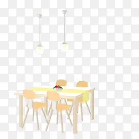 黄色餐桌吊灯素材