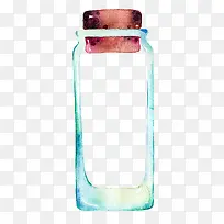 手绘蓝色透明玻璃瓶