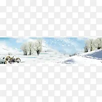 冬季雪景唯美背景banner