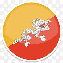 不丹平圆世界国旗图标集