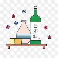 卡通矢量日本酒素材