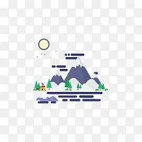 扁平化雪山景色