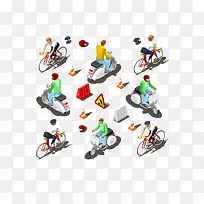 汽车的3D人物矢量素材