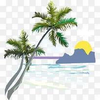 海边矢量椰子树