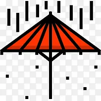 红色中国风雨伞