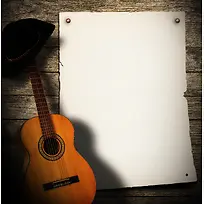 吉他与纸张背景