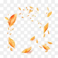 橙色手绘花瓣飞舞漂浮素材