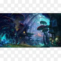 魔幻蘑菇森林小屋