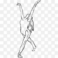 手绘素描芭蕾舞女演员矢量