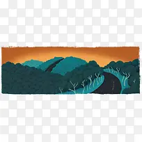 大山森林夕阳背景图案