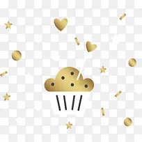 金色爱心星星花纹