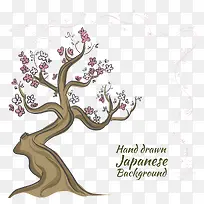 手绘日本树背景矢量素材