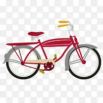 矢量卡通红色环保自行车