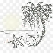 矢量椰树与海星
