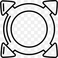 四个箭头围绕一个圆圈勾勒的形状图标