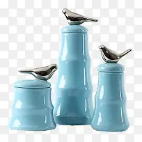 蓝色小鸟装饰花瓶