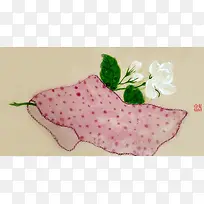 纯色背景圆点粉色被子花朵立绘图片