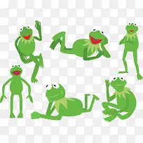 矢量图各种动作的青蛙