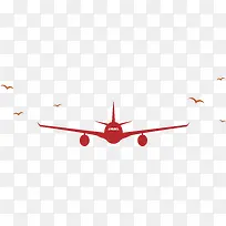 红色飞机旅游海报