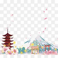 富士山浪漫樱花装饰