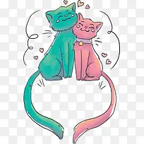 卡通手绘七夕节猫咪