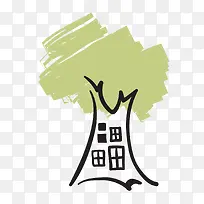 手绘环保房子建筑