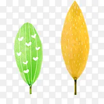绿色带爱心植物和黄色点点植物