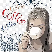 咖啡宣传海报人物素材