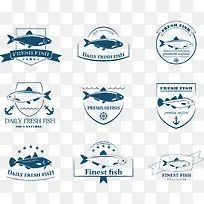 新鲜鱼类标签矢量素材
