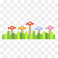 蘑菇花草装饰图