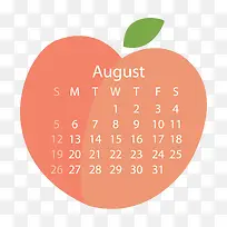 粉色2018年8月桃子水果日历