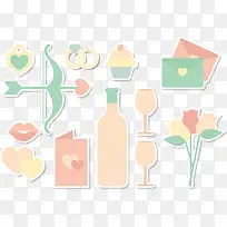 矢量暖色红酒鲜花