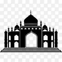 伊斯兰清真寺剪影矢量素材