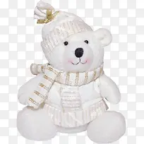 冬天白色小熊布娃娃