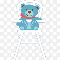 坐在椅子上的小熊矢量图