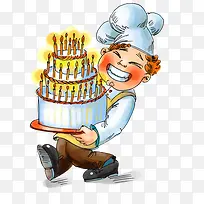 一厨师做的生日蛋糕卡通