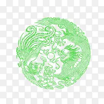 双龙戏珠绿色花纹